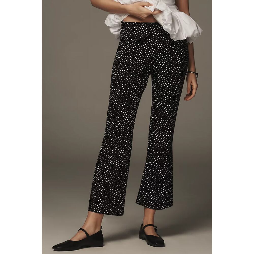 Maeve The Margot Anthropologie Black Heart Print Kick Flare Cropped Pants XS